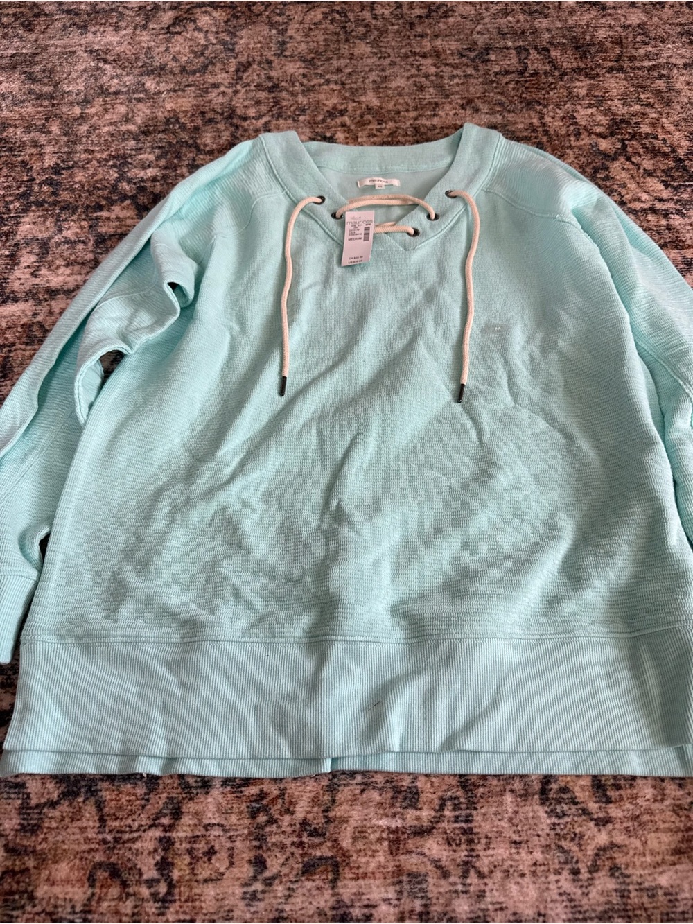 Maurices Lace-Up Scoop Neck Long Sleeve Top